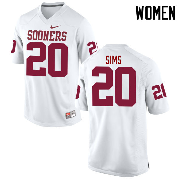 Women Oklahoma Sooners #20 Billy Sims College Football Jerseys Game-White